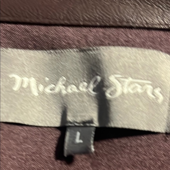 EUC Michael Stars Leather & Knit mix material brown open Jacket w/ stretch Sz L - Picture 6 of 9